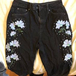 Topshop enbroidered mom jeans